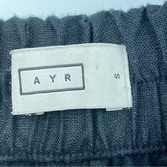 AYR S Al Fresco Black Linen Pants wide leg 0013 pleated elastic waist pull the - Picture 6 of 12